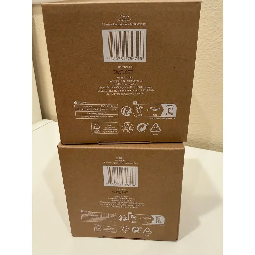 Set of 2 Nespresso Barista Cappuccino Medium Cups gray